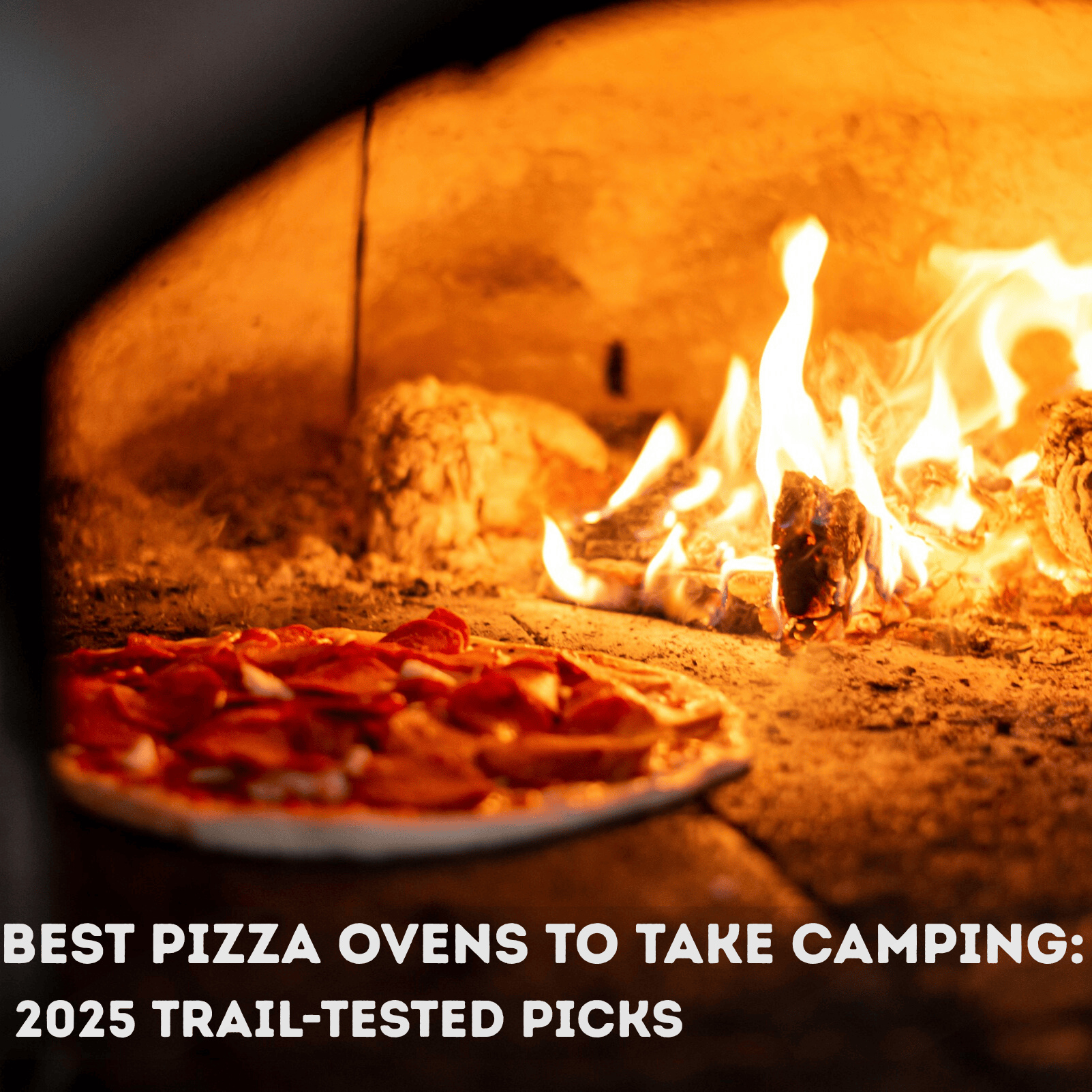 Pizza Cooking in an Outdoor Pizza Oven