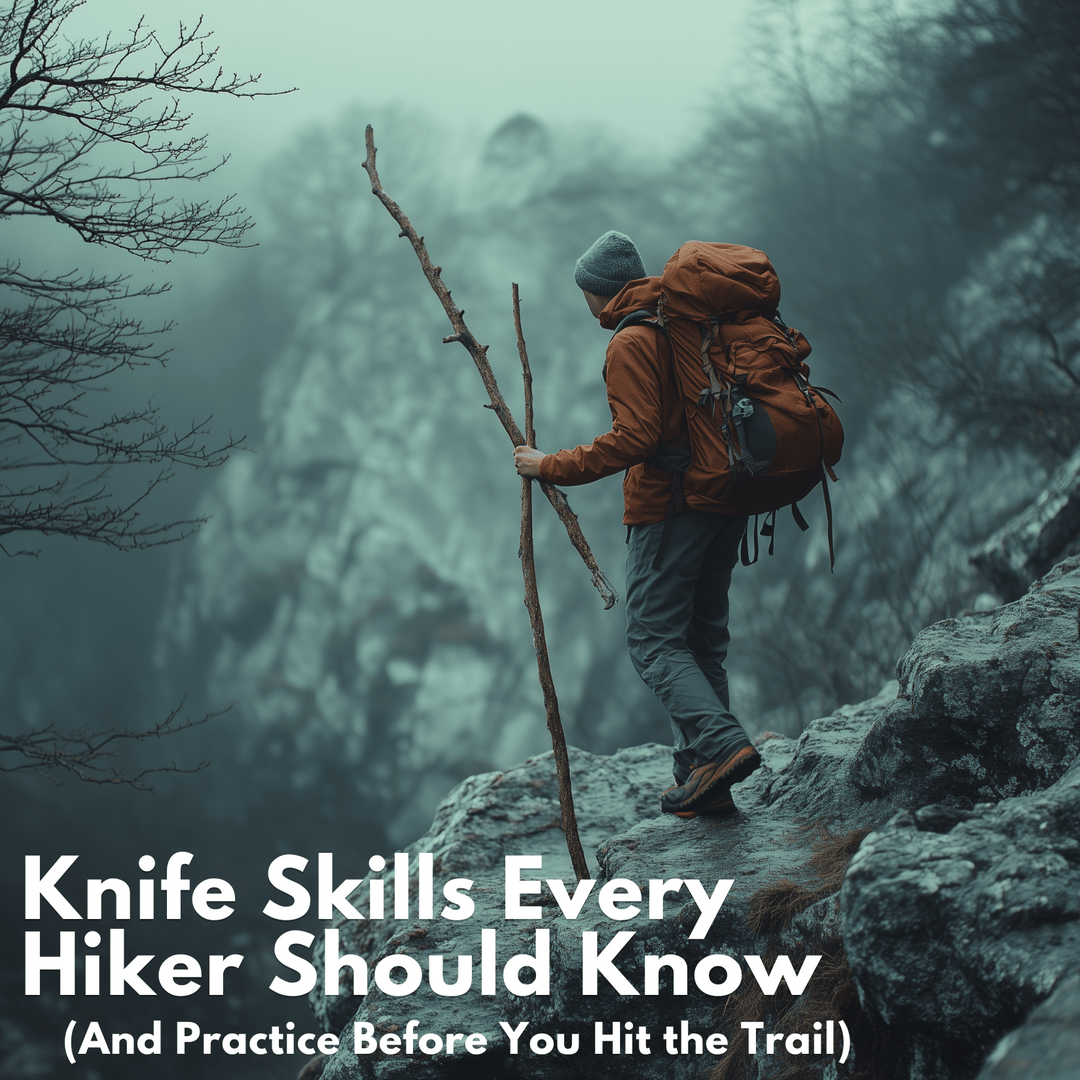 Man Hiking on Trail with two sticks 