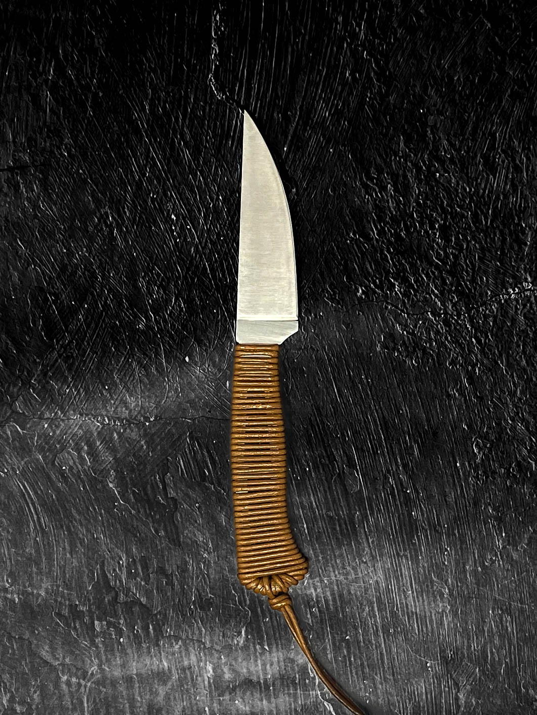 Outdoor Hiking Utility Paracord EDC Knife - Brown Leather